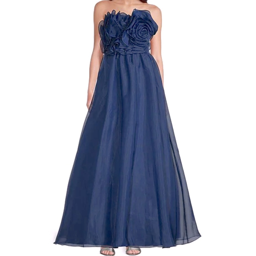 Aidan Mattox Navy Sweetheart Prom Dress
